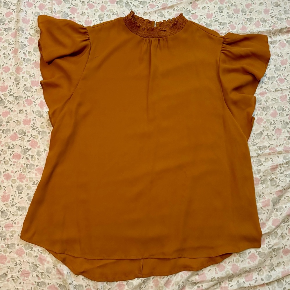 Mustard Flutter Sleeve Blouse